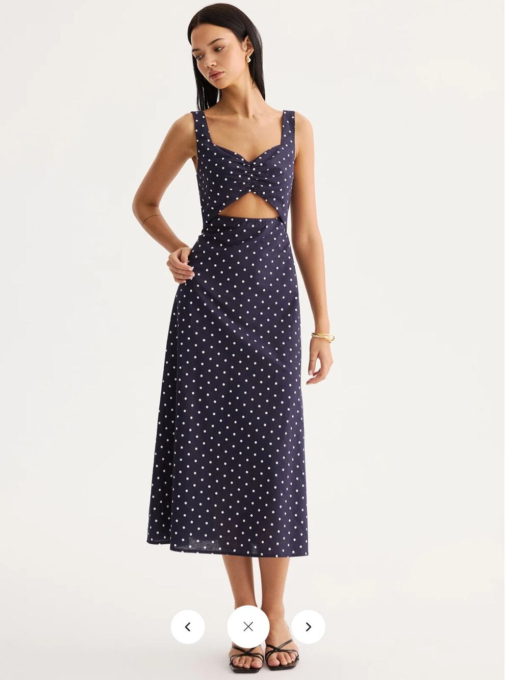 NWT Commense Polka Dot Cutout Cotton Linen Maxi Dress Sz XL